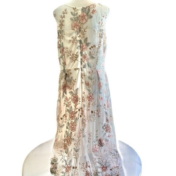 Adrianna Papell Women's Floral Embroidery Flared Dress, Pink Multi, Size 16 - Picture 6 of 7